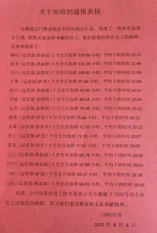 上海一公司通报加班表扬名单<strong></p>
<p>币乎白皮书</strong>，最高时长近160小时，工作人员称非强制，需申请会有加班费